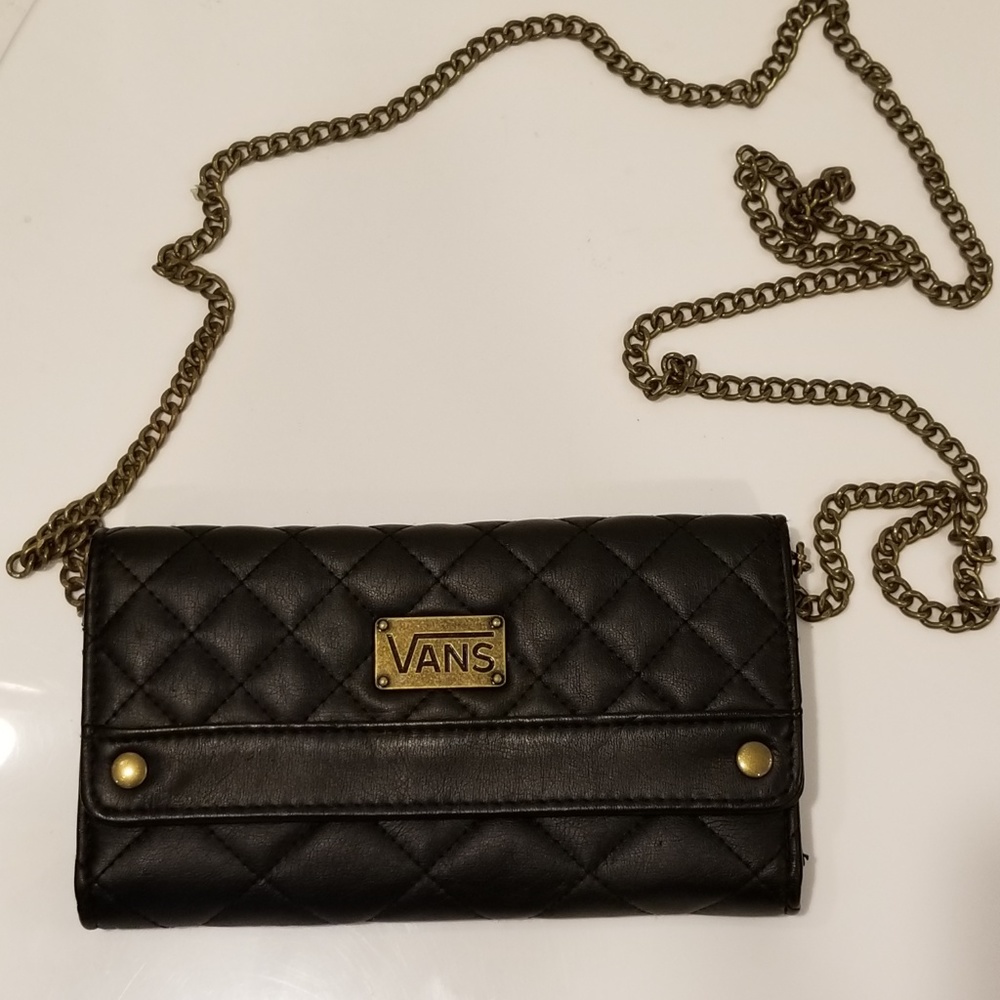 Vans Wallet Clutch Quilted Black Brass NEW